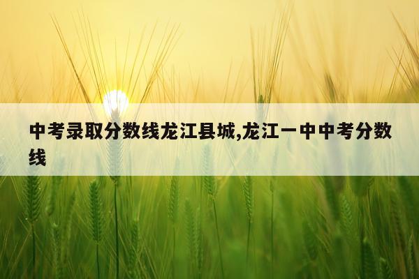 中考录取分数线龙江县城,龙江一中中考分数线