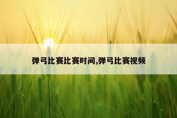 弹弓比赛比赛时间,弹弓比赛视频